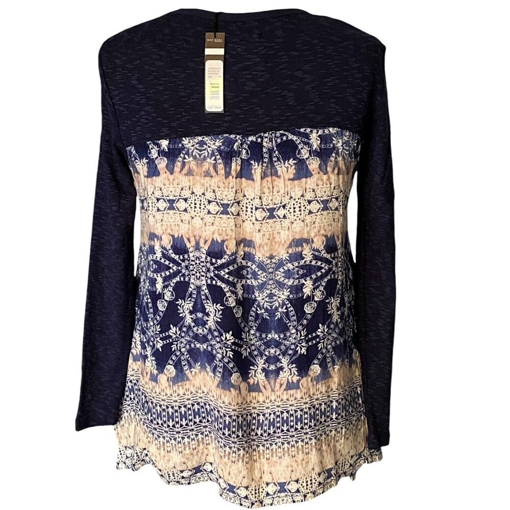 NWT $59 ~ MAX JEANS Blue Peacoat with Marakesh Boho Tunic Sweater & Blouse ~ XS